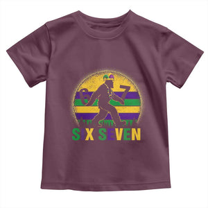Funny Mardi Gras Bigfoot Toddler T Shirt Six Seven Meme TS12 Maroon Print Your Wear