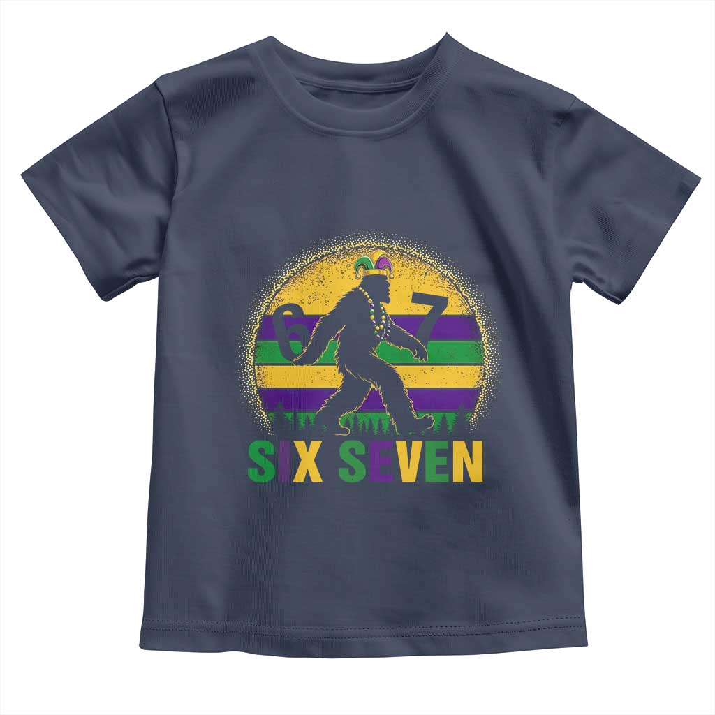 Funny Mardi Gras Bigfoot Toddler T Shirt Six Seven Meme TS12 Navy Print Your Wear