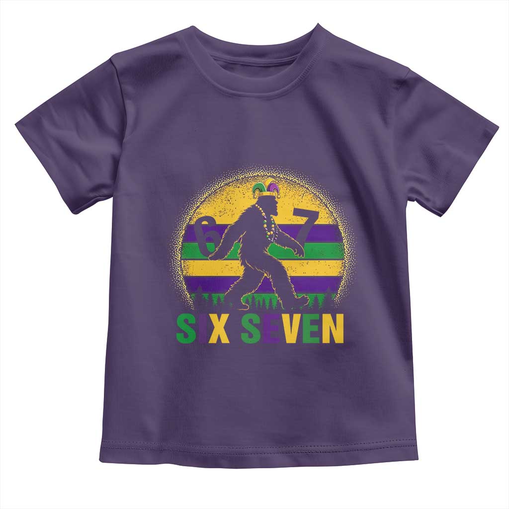 Funny Mardi Gras Bigfoot Toddler T Shirt Six Seven Meme TS12 Purple Print Your Wear