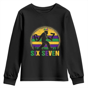 Funny Mardi Gras Bigfoot Youth Sweatshirt Six Seven Meme TS12 Black Print Your Wear
