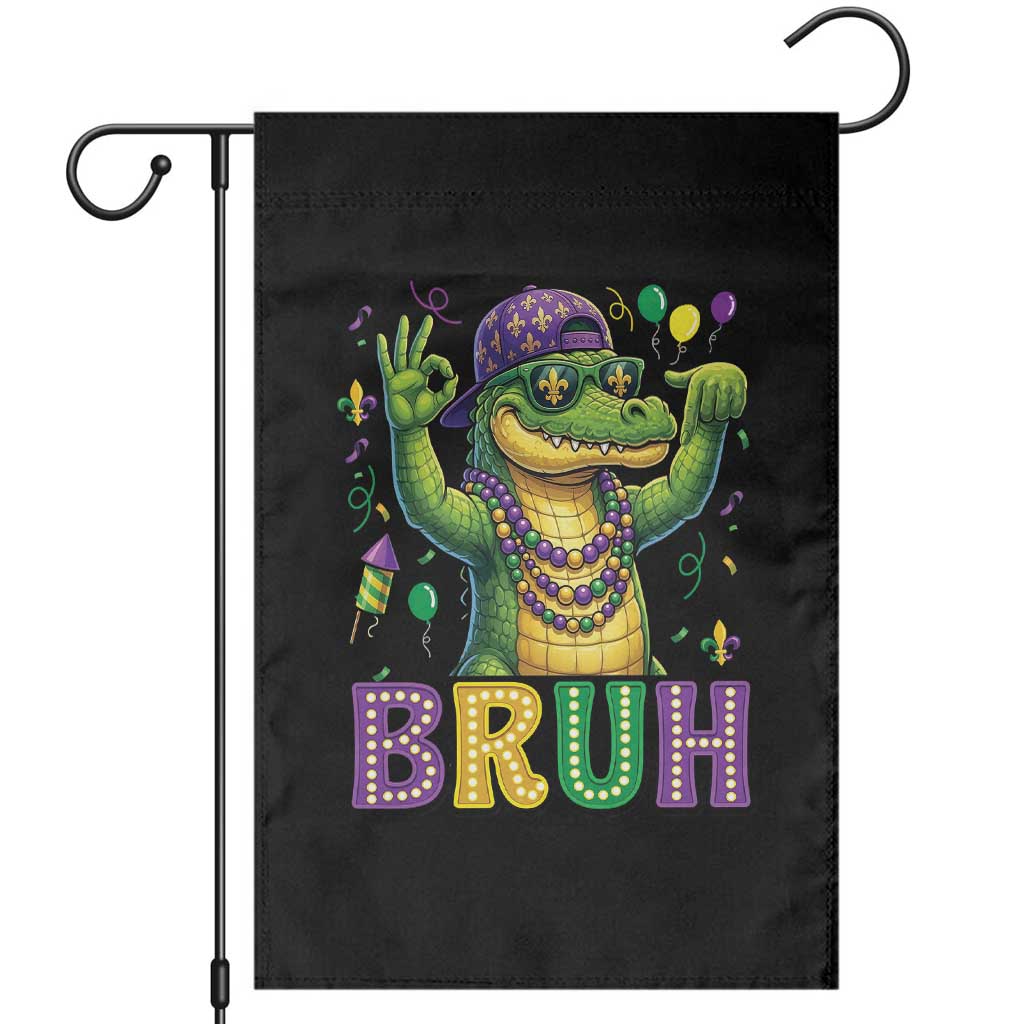 Mardi Gras Mardigator Alligator Six Seven Bruh Meme Garden Flag TS12 Black Print Your Wear