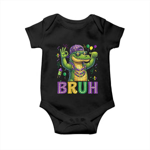 Mardi Gras Mardigator Alligator Six Seven Bruh Meme Baby Onesie TS12 Black Print Your Wear