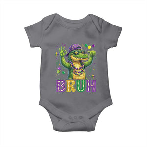 Mardi Gras Mardigator Alligator Six Seven Bruh Meme Baby Onesie TS12 Charcoal Print Your Wear
