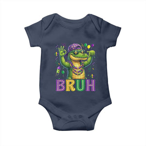 Mardi Gras Mardigator Alligator Six Seven Bruh Meme Baby Onesie TS12 Navy Print Your Wear