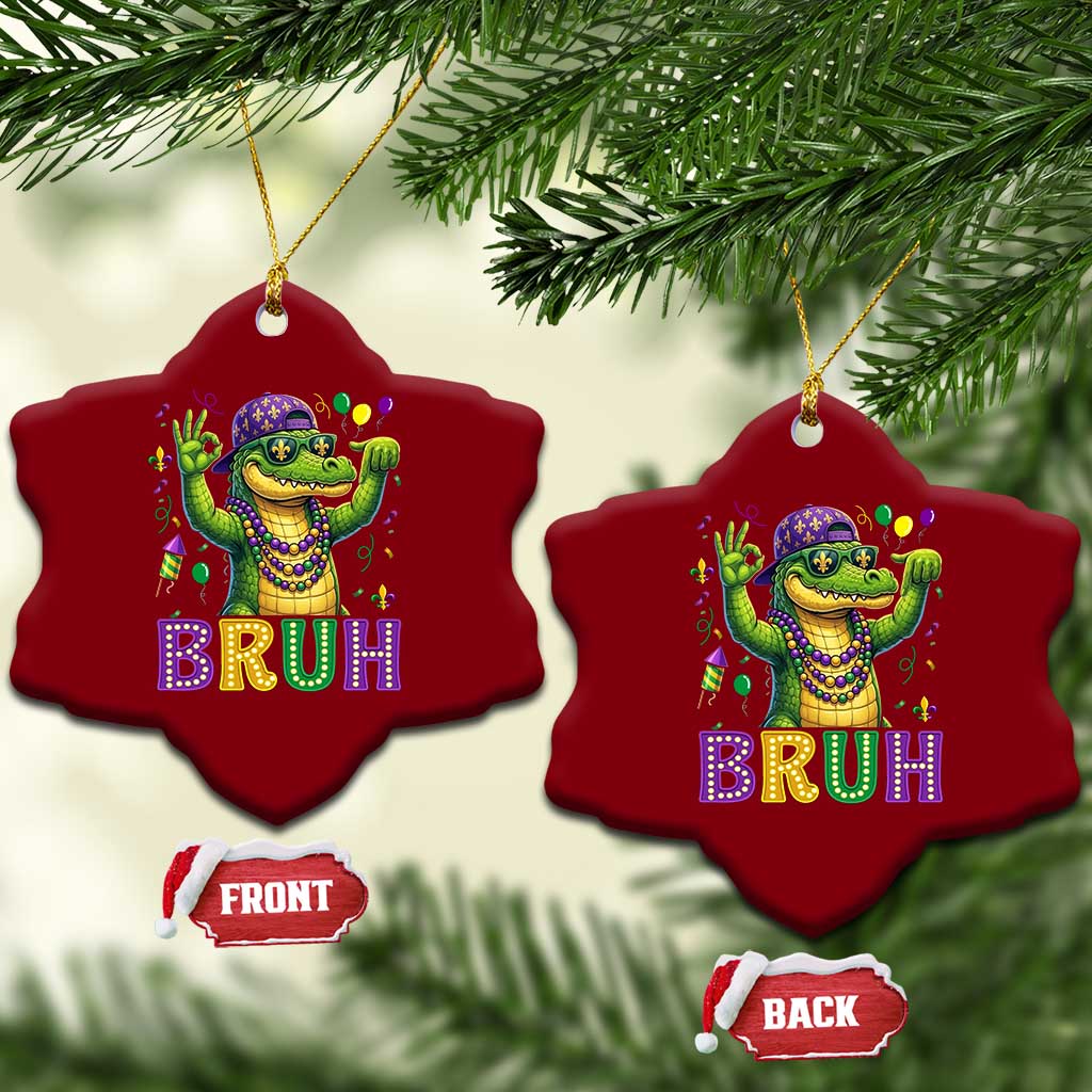 Mardi Gras Mardigator Alligator Six Seven Bruh Meme Ceramic Ornament TS12 Print Your Wear