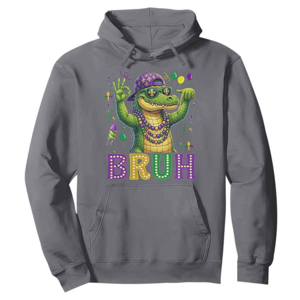 Mardi Gras Mardigator Alligator Six Seven Bruh Meme Hoodie TS12 Charcoal Print Your Wear