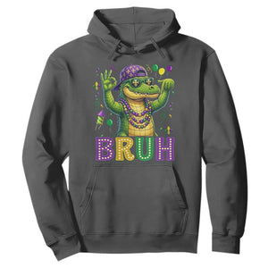 Mardi Gras Mardigator Alligator Six Seven Bruh Meme Hoodie TS12 Dark Heather Print Your Wear