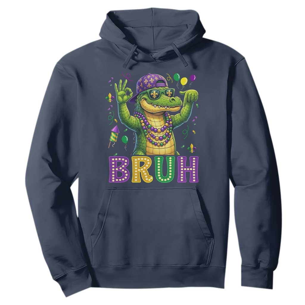 Mardi Gras Mardigator Alligator Six Seven Bruh Meme Hoodie TS12 Navy Print Your Wear