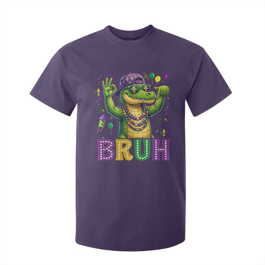 Mardi Gras Mardigator Alligator Six Seven Bruh Meme T Shirt For Kid TS12 Purple Print Your Wear