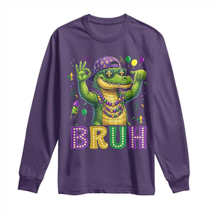 Mardi Gras Mardigator Alligator Six Seven Bruh Meme Long Sleeve Shirt TS12 Purple Print Your Wear