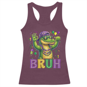 Mardi Gras Mardigator Alligator Six Seven Bruh Meme Racerback Tank Top TS12 Maroon Print Your Wear