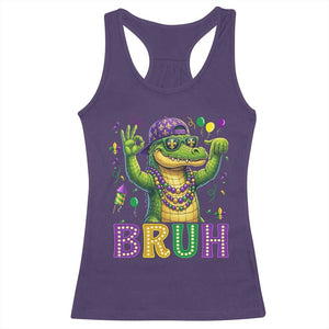 Mardi Gras Mardigator Alligator Six Seven Bruh Meme Racerback Tank Top TS12 Purple Print Your Wear