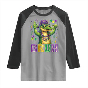 Mardi Gras Mardigator Alligator Six Seven Bruh Meme Raglan Shirt TS12 Sport Gray Black Print Your Wear