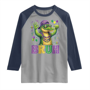 Mardi Gras Mardigator Alligator Six Seven Bruh Meme Raglan Shirt TS12 Sport Gray Navy Print Your Wear
