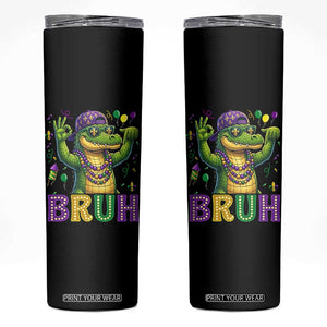 Mardi Gras Mardigator Alligator Six Seven Bruh Meme Skinny Tumbler TS12 Black Print Your Wear