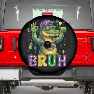 Mardi Gras Mardigator Alligator Six Seven Bruh Meme Spare Tire Cover TS12 Black Print Your Wear