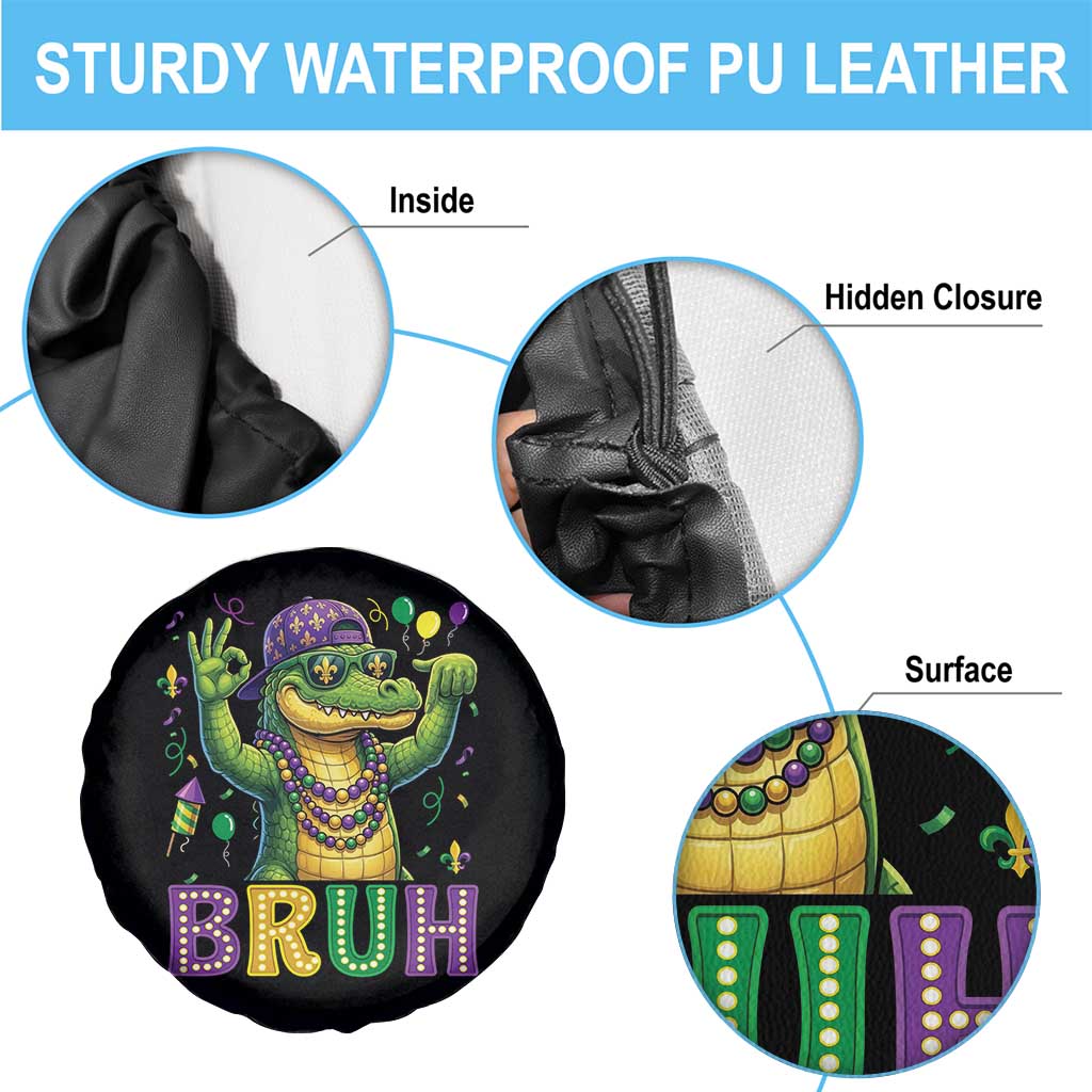 Mardi Gras Mardigator Alligator Six Seven Bruh Meme Spare Tire Cover TS12 Print Your Wear