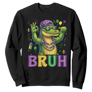 Mardi Gras Mardigator Alligator Six Seven Bruh Meme Sweatshirt TS12 Black Print Your Wear