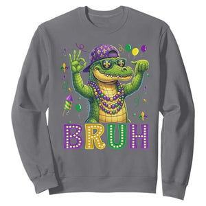 Mardi Gras Mardigator Alligator Six Seven Bruh Meme Sweatshirt TS12 Charcoal Print Your Wear