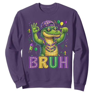 Mardi Gras Mardigator Alligator Six Seven Bruh Meme Sweatshirt TS12 Purple Print Your Wear