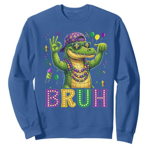 Mardi Gras Mardigator Alligator Six Seven Bruh Meme Sweatshirt TS12 Royal Blue Print Your Wear