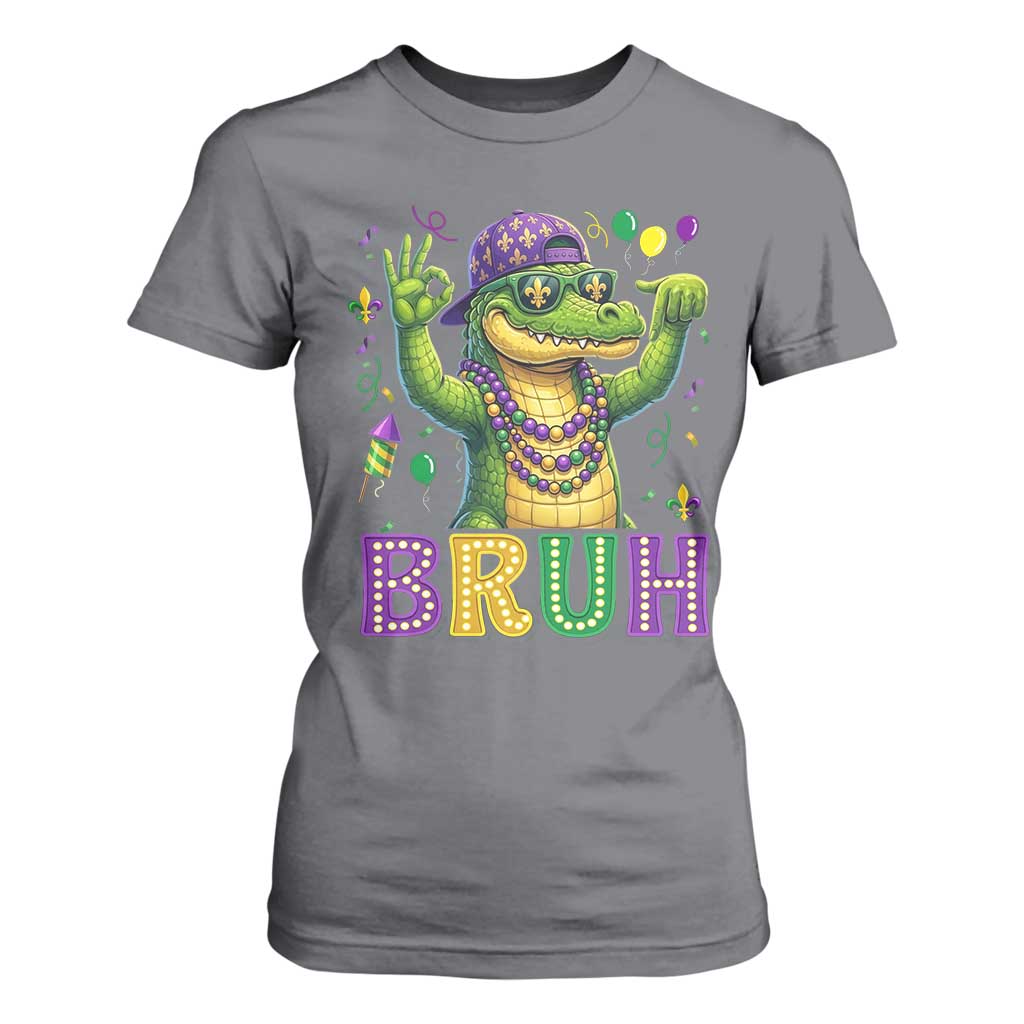Mardi Gras Mardigator Alligator Six Seven Bruh Meme T Shirt For Women TS12 Charcoal Print Your Wear