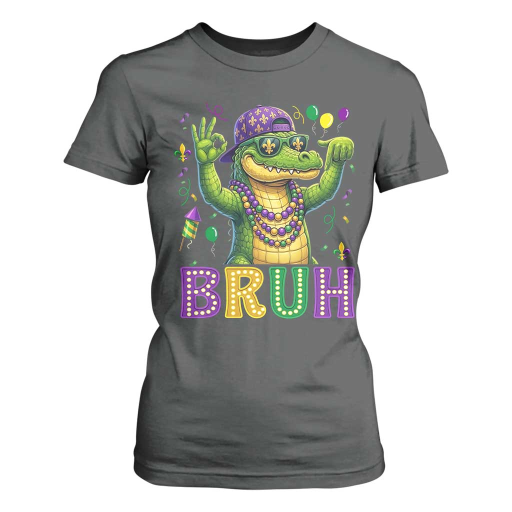 Mardi Gras Mardigator Alligator Six Seven Bruh Meme T Shirt For Women TS12 Dark Heather Print Your Wear
