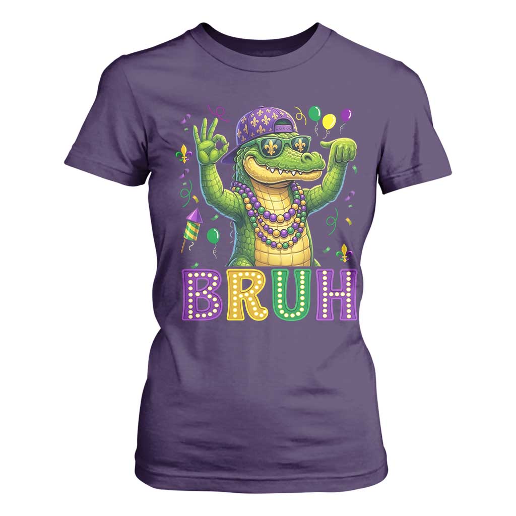 Mardi Gras Mardigator Alligator Six Seven Bruh Meme T Shirt For Women TS12 Purple Print Your Wear