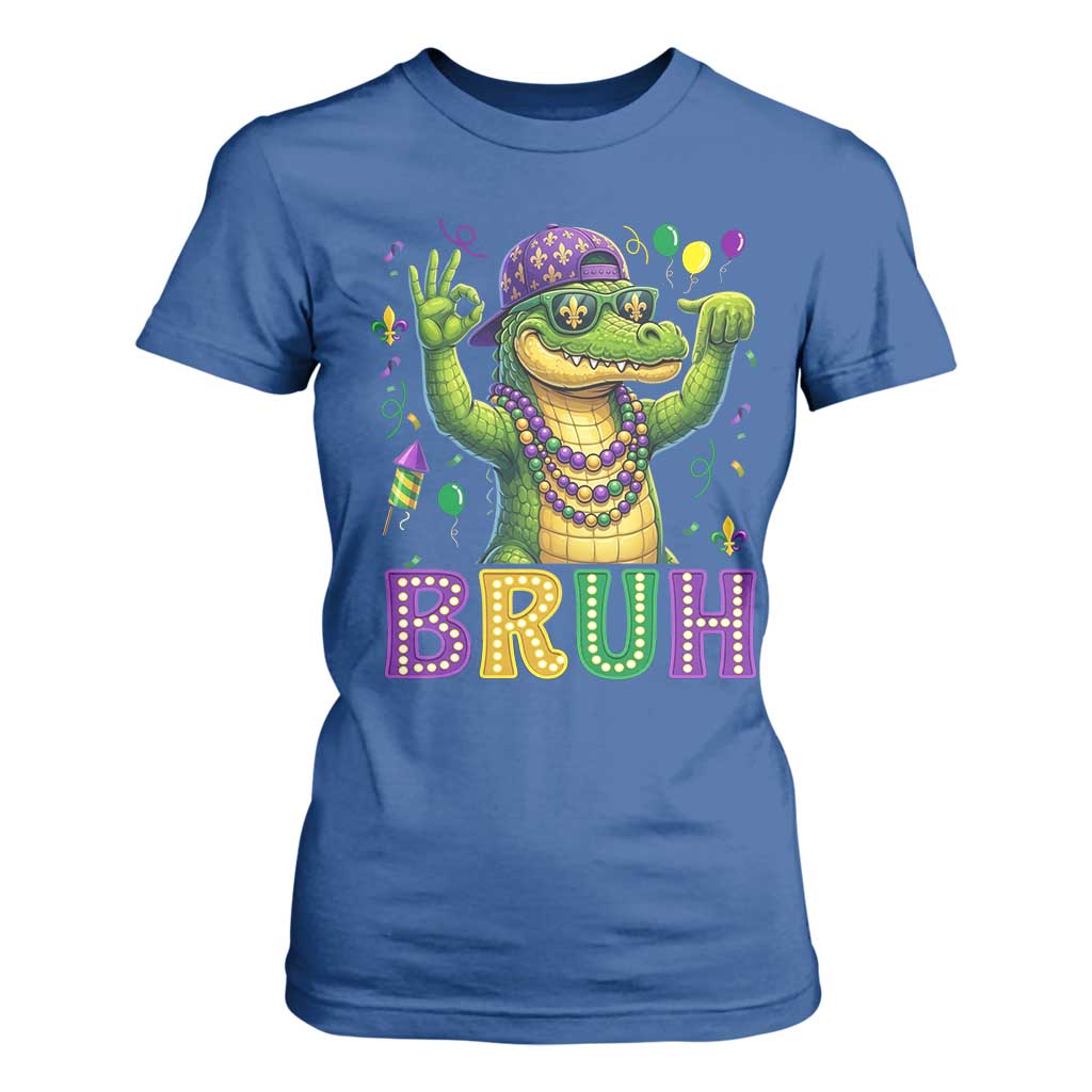 Mardi Gras Mardigator Alligator Six Seven Bruh Meme T Shirt For Women TS12 Royal Blue Print Your Wear