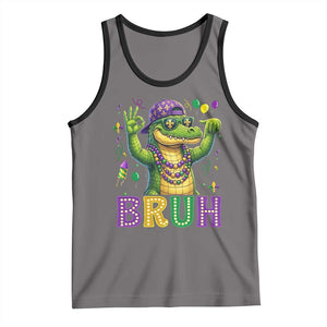 Mardi Gras Mardigator Alligator Six Seven Bruh Meme Tank Top TS12 Deep Heather Black Print Your Wear