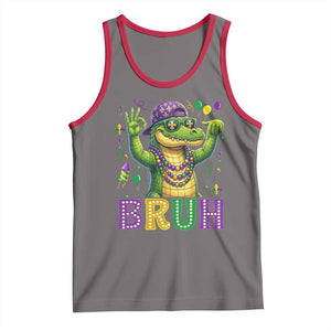 Mardi Gras Mardigator Alligator Six Seven Bruh Meme Tank Top TS12 Deep Heather Red Print Your Wear