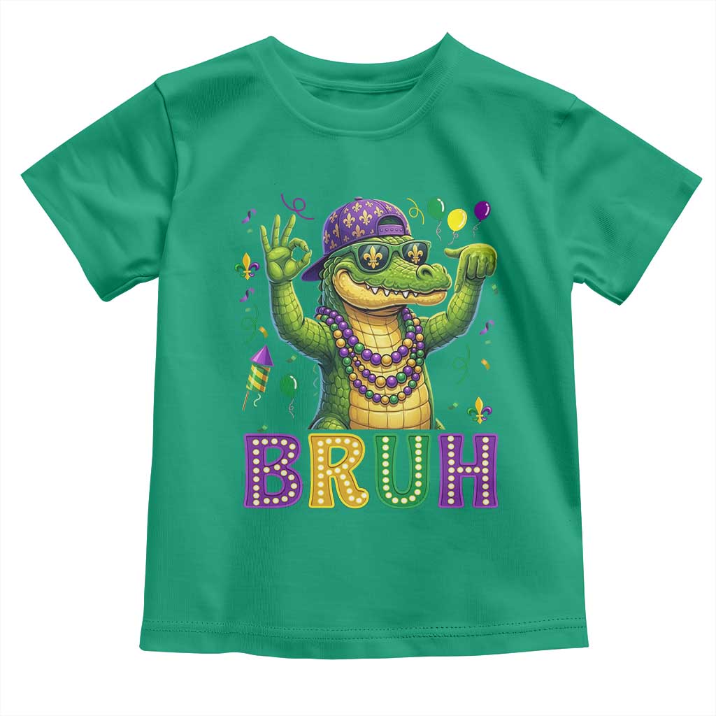Mardi Gras Mardigator Alligator Six Seven Bruh Meme Toddler T Shirt TS12 Irish Green Print Your Wear