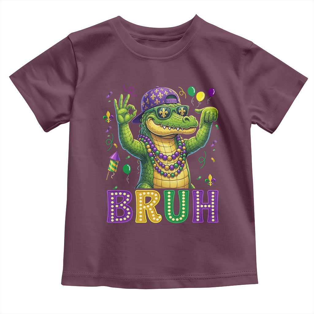 Mardi Gras Mardigator Alligator Six Seven Bruh Meme Toddler T Shirt TS12 Maroon Print Your Wear