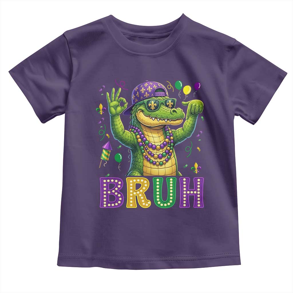 Mardi Gras Mardigator Alligator Six Seven Bruh Meme Toddler T Shirt TS12 Purple Print Your Wear