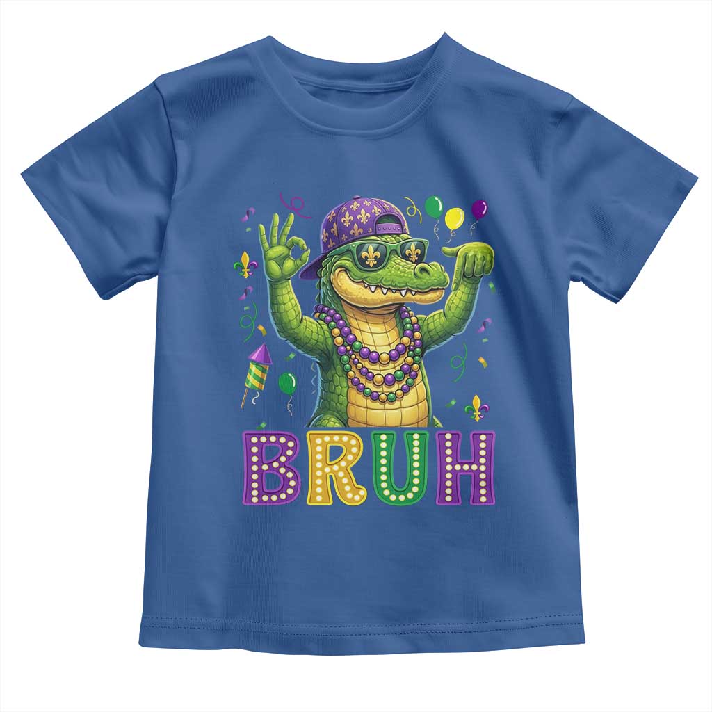 Mardi Gras Mardigator Alligator Six Seven Bruh Meme Toddler T Shirt TS12 Royal Blue Print Your Wear