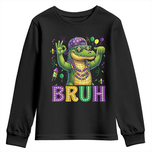 Mardi Gras Mardigator Alligator Six Seven Bruh Meme Youth Sweatshirt TS12 Black Print Your Wear