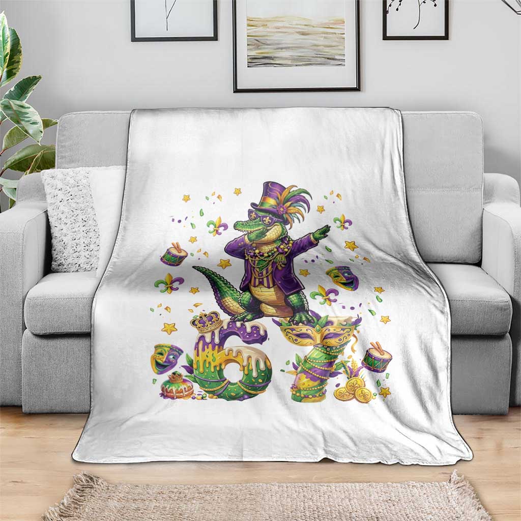 Funny Mardigator Alligator Six Seven Meme Throw Blanket Mardi Gras Gifts TS12 Print Your Wear
