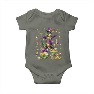 Funny Mardigator Alligator Six Seven Meme Baby Onesie Mardi Gras Gifts TS12 Military Green Print Your Wear