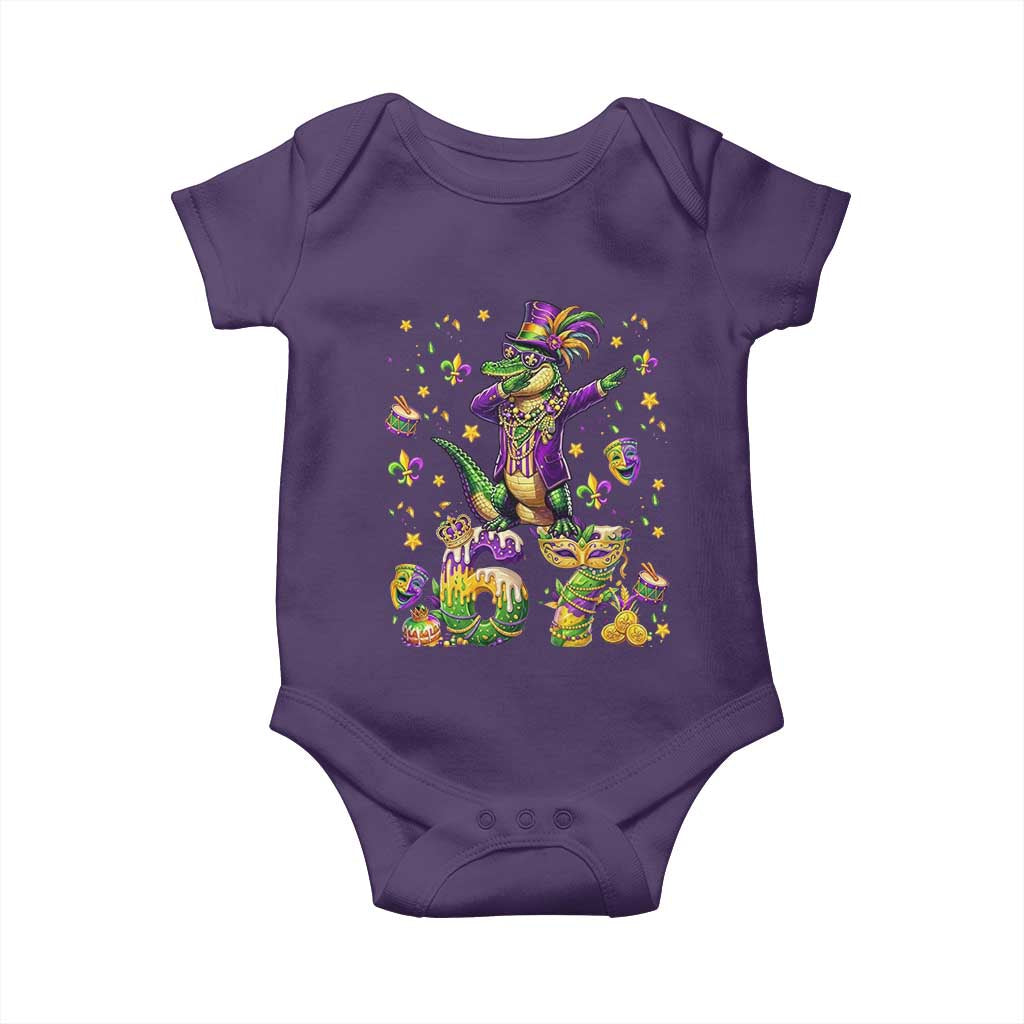 Funny Mardigator Alligator Six Seven Meme Baby Onesie Mardi Gras Gifts TS12 Purple Print Your Wear