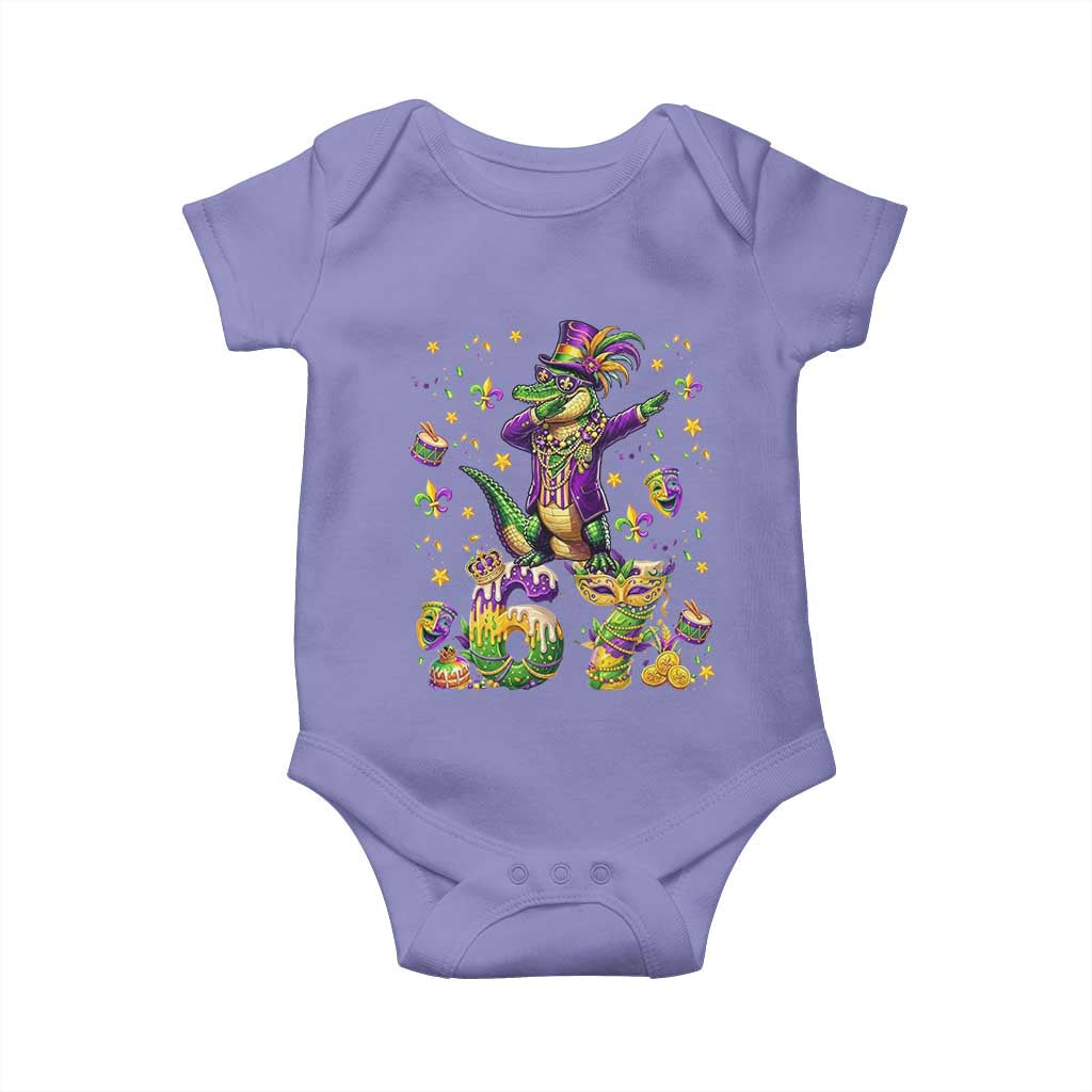 Funny Mardigator Alligator Six Seven Meme Baby Onesie Mardi Gras Gifts TS12 Violet Print Your Wear