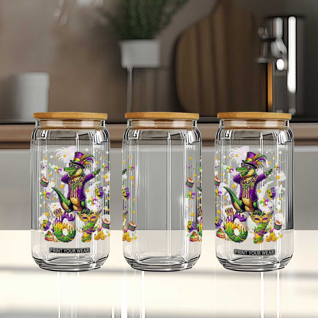 Funny Mardigator Alligator Six Seven Meme Glass Can Mardi Gras Gifts TS12 Print Your Wear