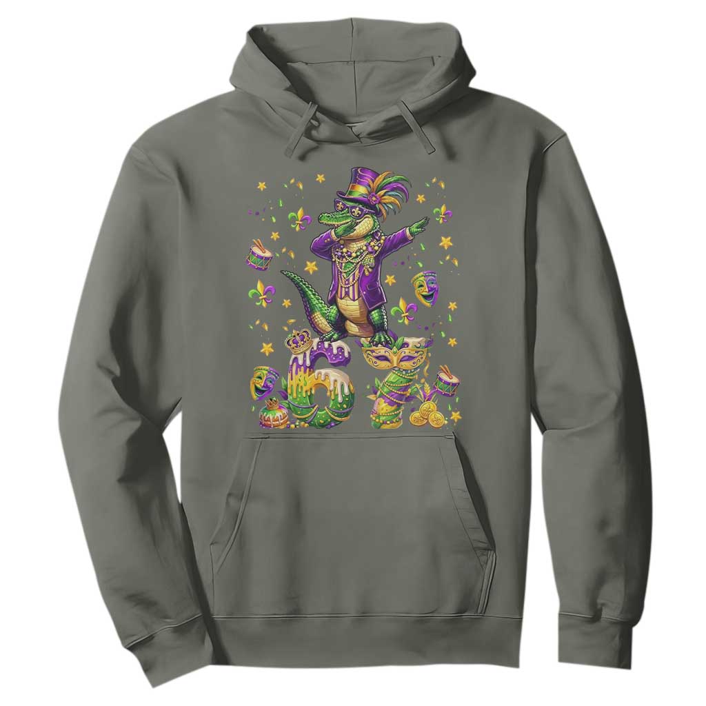 Funny Mardigator Alligator Six Seven Meme Hoodie Mardi Gras Gifts TS12 Military Green Print Your Wear