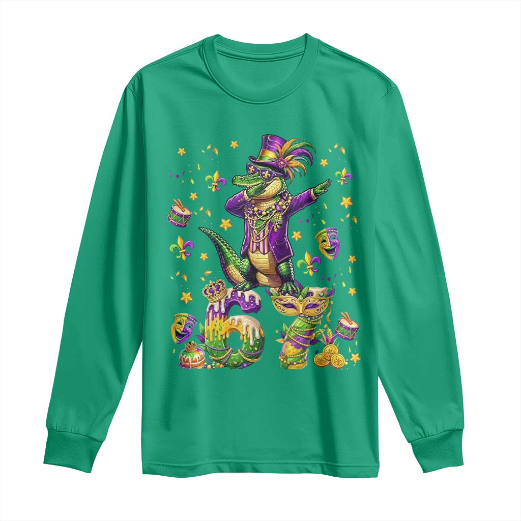 Funny Mardigator Alligator Six Seven Meme Long Sleeve Shirt Mardi Gras Gifts TS12 Irish Green Print Your Wear