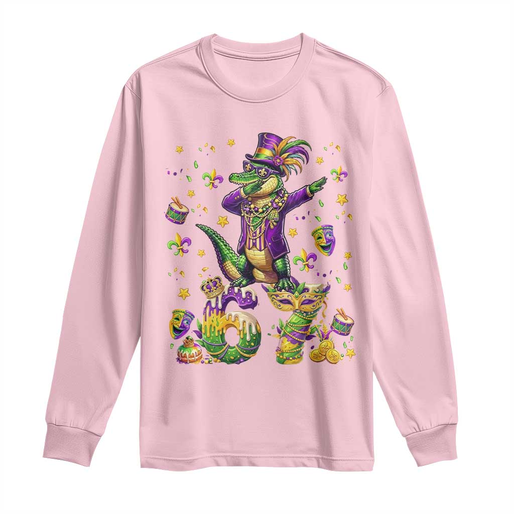 Funny Mardigator Alligator Six Seven Meme Long Sleeve Shirt Mardi Gras Gifts TS12 Light Pink Print Your Wear