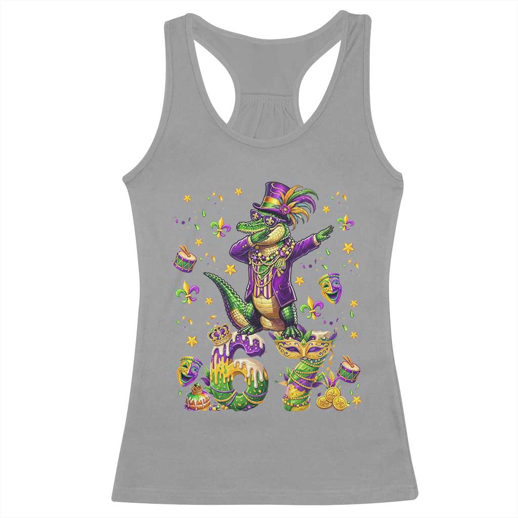 Funny Mardigator Alligator Six Seven Meme Racerback Tank Top Mardi Gras Gifts TS12 Sport Gray Print Your Wear