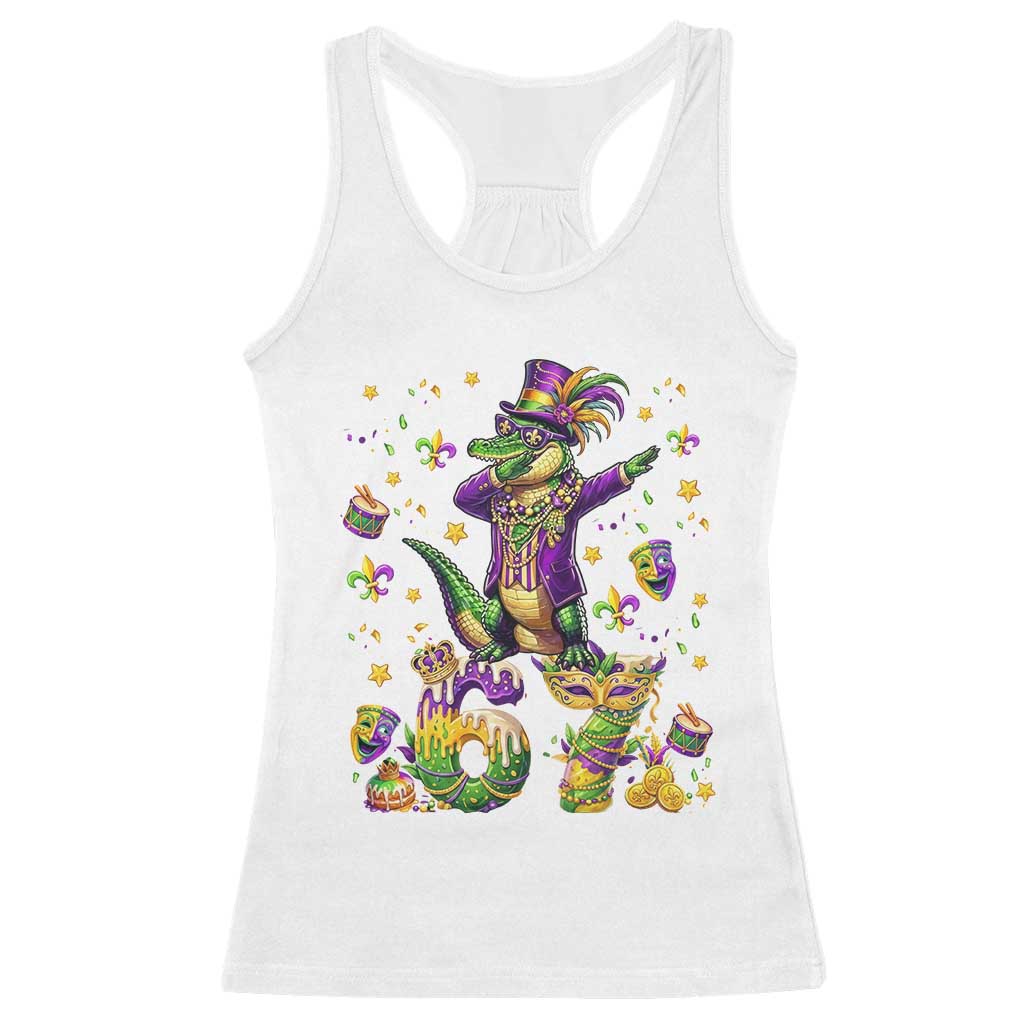 Funny Mardigator Alligator Six Seven Meme Racerback Tank Top Mardi Gras Gifts TS12 White Print Your Wear