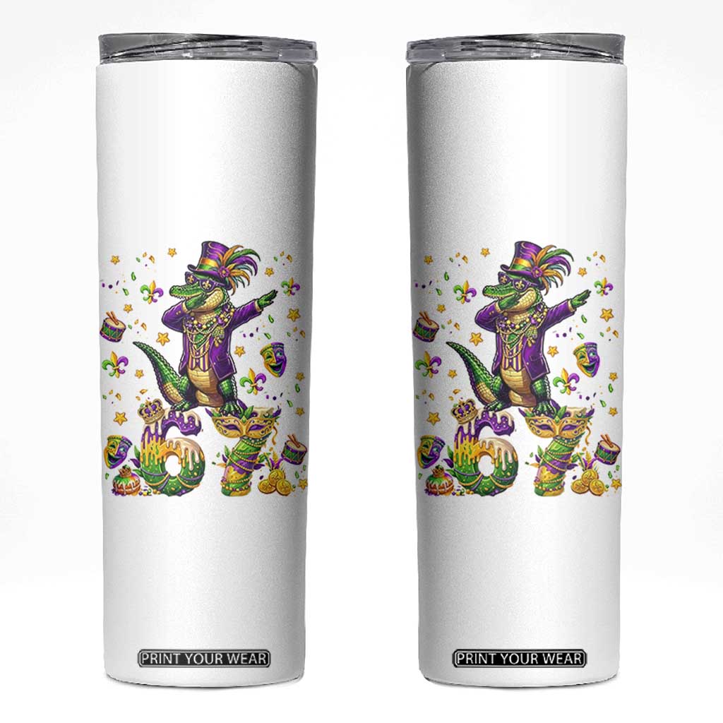 Funny Mardigator Alligator Six Seven Meme Skinny Tumbler Mardi Gras Gifts TS12 White Print Your Wear