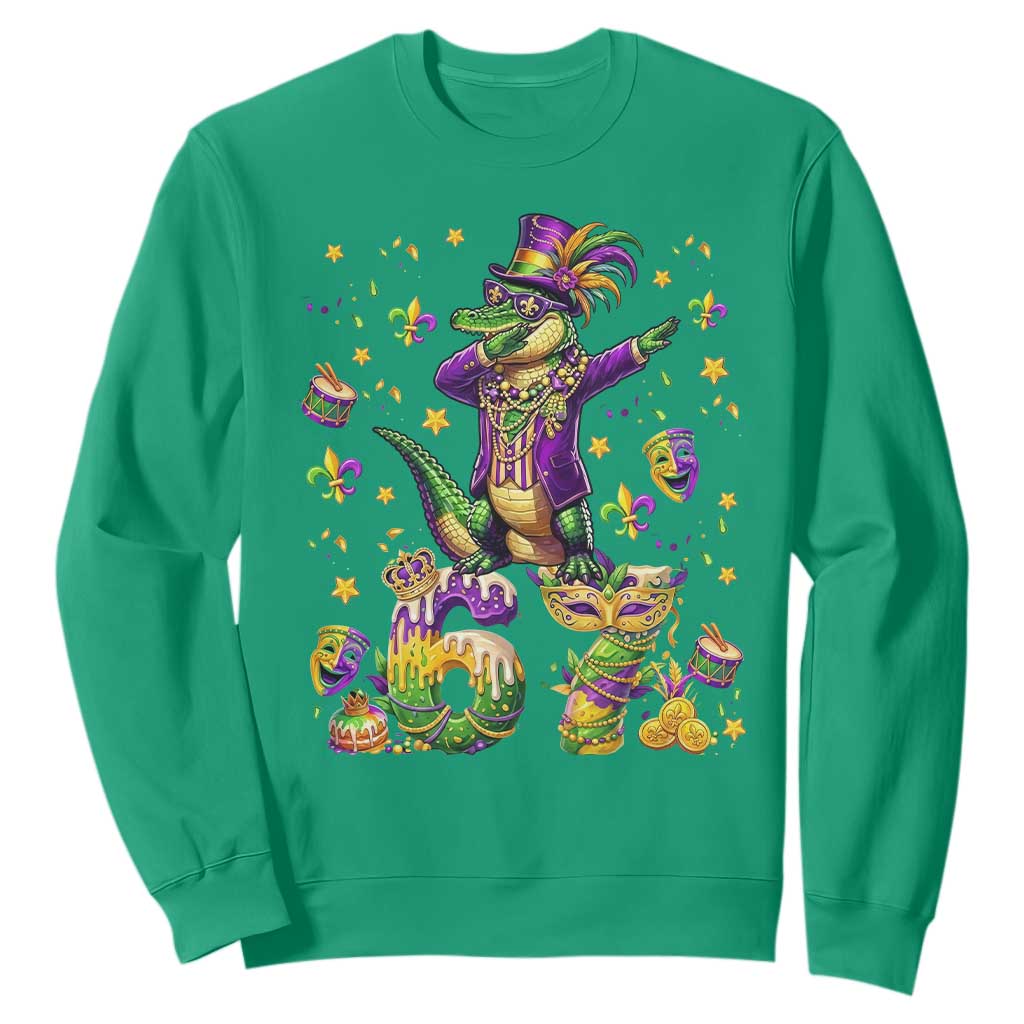 Funny Mardigator Alligator Six Seven Meme Sweatshirt Mardi Gras Gifts TS12 Irish Green Print Your Wear