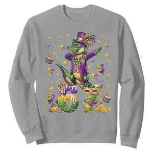 Funny Mardigator Alligator Six Seven Meme Sweatshirt Mardi Gras Gifts TS12 Sport Gray Print Your Wear