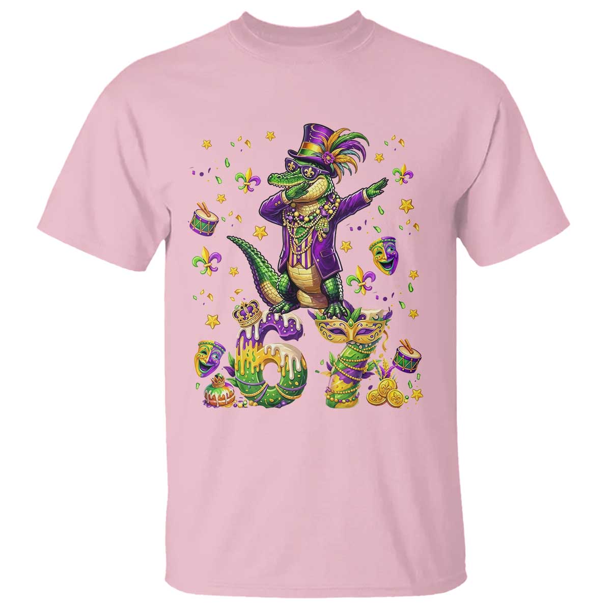 Funny Mardigator Alligator Six Seven Meme T Shirt Mardi Gras Gifts TS12 Light Pink Print Your Wear